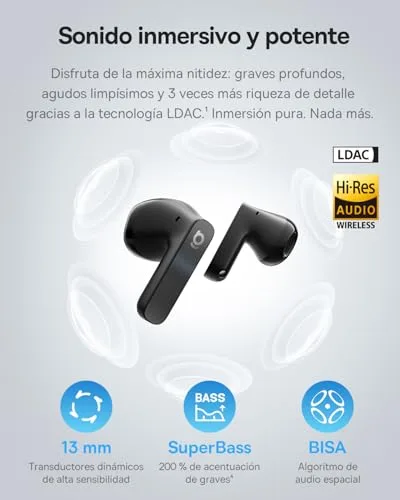 Baseus ▫️ Auscultadores sem fios Bluetooth BS1 NC Semi-In-Ear, Auscultadores Bluetooth com cancelamento de ruído, Auscultadores sem fios, Hi-Res, Driver de 13 mm, 6 microfones com IA, IP55, 55 horas, Bluetooth 6.0 2