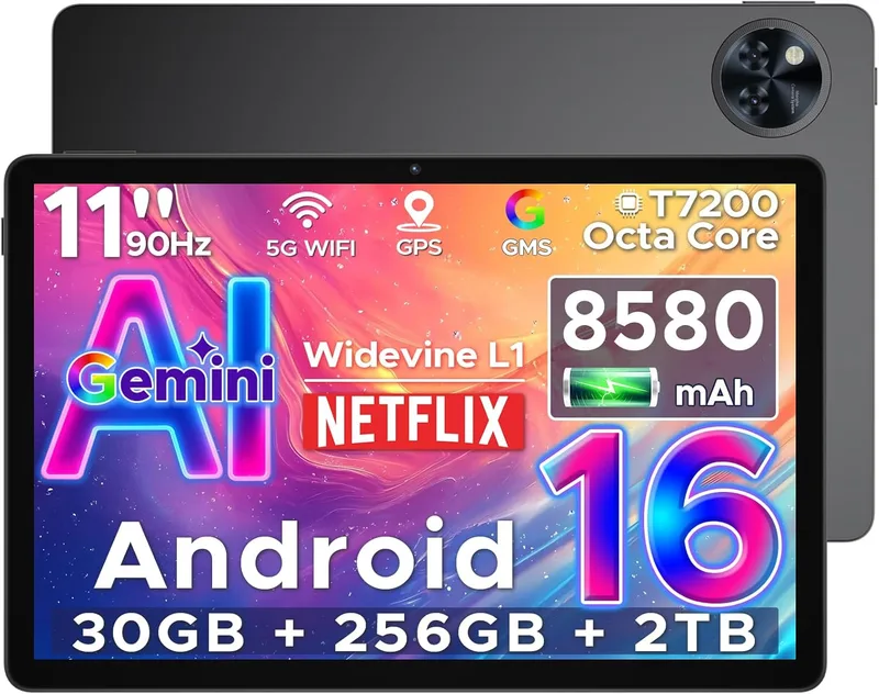 DOOGEE ▫️ U11 Pro Tablet Android 16 Tablet de 11 polegadas, 30GB+256GB/2TB TF Tablet para crianças, 8580mAh Octa Core Gaming Tablets Gemini AI, HD 90Hz, 13MP+5MP, WiFi 5G/Widevine L1/OTG/Face ID/GMS/GPS/3.5mm Jack