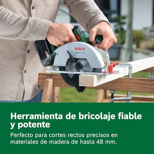 Bosch ▫️ Serra circular a bateria EasyCirc 18V-48 18V System (corta madeira até 48 mm; inclui adaptador para aspirador e guia paralela) 4