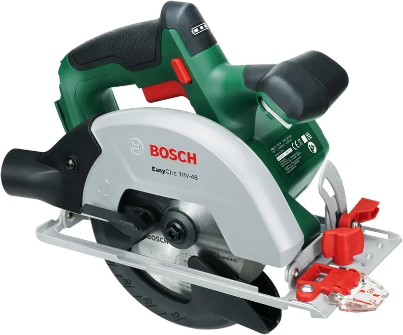 Bosch ▫️ Serra circular a bateria EasyCirc 18V-48 18V System (corta madeira até 48 mm; inclui adaptador para aspirador e guia paralela)