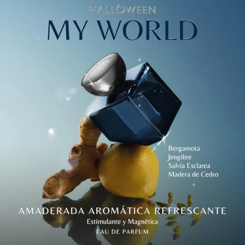 HALLOWEEN ▫️ My World, Água de Perfume para Homem, Aroma Amadeirado, Aromático e Especiado, com Pulverizador 2