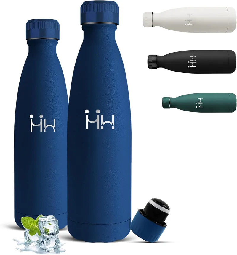 Mujigaga ▫️ Garrafa térmica 750ml, Garrafa de água em aço inoxidável, sem BPA, frasco em aço inoxidável, à prova de fugas, garrafa térmica de água fria, isolada a vácuo, garrafas para a escola, campismo, escritório
