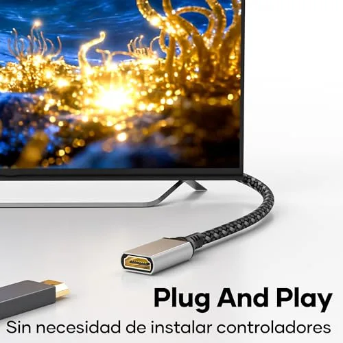 Lumivtx ▫️ Cabo de extensão HDMI, 1 m, 4K a60 Hz, 2K a 144 Hz, HDMI 2.0, cabo de nylon trançado macho-fêmea, alta velocidade, 18 Gbps, UHD ARC HDR, HDCP 2.2, compatível com TV Stick, HDTV, PS5, PS4 2