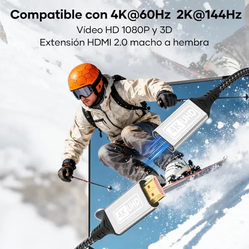 Lumivtx ▫️ Cabo de extensão HDMI, 1 m, 4K a60 Hz, 2K a 144 Hz, HDMI 2.0, cabo de nylon trançado macho-fêmea, alta velocidade, 18 Gbps, UHD ARC HDR, HDCP 2.2, compatível com TV Stick, HDTV, PS5, PS4 3