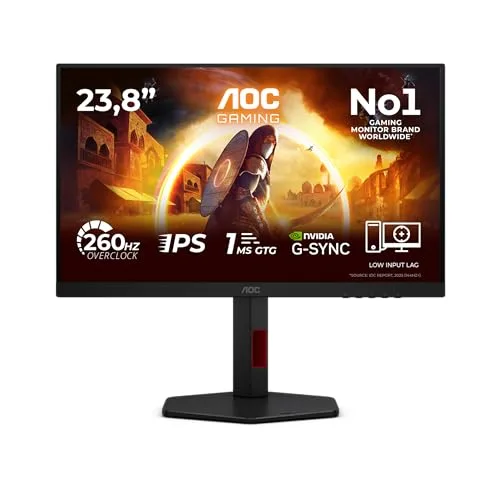 AOC ▫️ Monitor de jogos 24G4ZR de 24 polegadas, 260 Hz, painel Fast IPS, 1 ms GtG, HDR10, compatível com G-Sync, altura ajustável, (1920x1080, 2 portas HDMI 2.0, 1 porta DP 1.4) Preto 2
