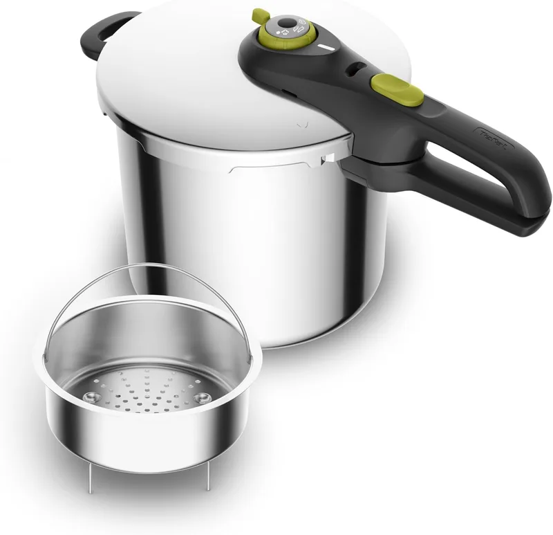Tefal ▫️ Secure Neo 8L, Panela de pressão, Para 5-8 pessoas, Resultados rápidos e óptimos, 2 Programas, Design compacto, Lavável na máquina de lavar louça, Aço inoxidável