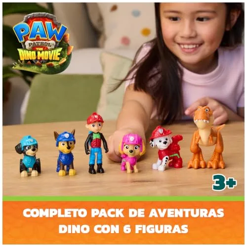Paw Patrol ▫️ The Dino Movie, Conjunto de Aventuras com Dinossauros, coleciona 6 bonecos de ação, como o Ryder, o Rex e o T. Rex Timmy, brinquedos para meninos e meninas em idade pré-escolar, a partir dos 3 anos 3