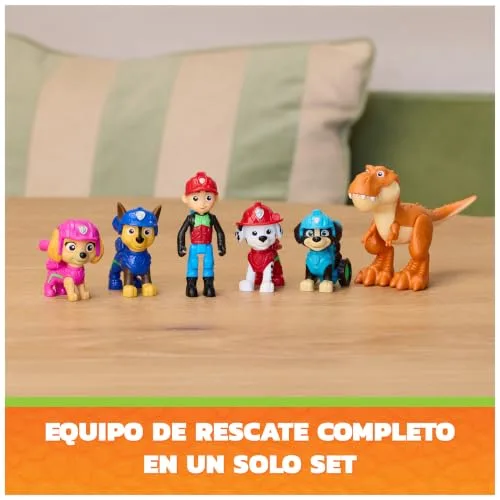 Paw Patrol ▫️ The Dino Movie, Conjunto de Aventuras com Dinossauros, coleciona 6 bonecos de ação, como o Ryder, o Rex e o T. Rex Timmy, brinquedos para meninos e meninas em idade pré-escolar, a partir dos 3 anos 4
