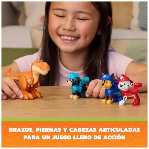 Paw Patrol ▫️ The Dino Movie, Conjunto de Aventuras com Dinossauros, coleciona 6 bonecos de ação, como o Ryder, o Rex e o T. Rex Timmy, brinquedos para meninos e meninas em idade pré-escolar, a partir dos 3 anos 5