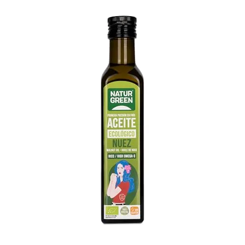NaturGreen ▫️ Óleo de Noz Biológico, Embalagem de 6 x 250 ml, Óleo Vegetal de Primeira Prensagem a Frio, Rico em ómega 3 e 6, Ideal para Saladas, Cozinha Saudável e Vegana 2