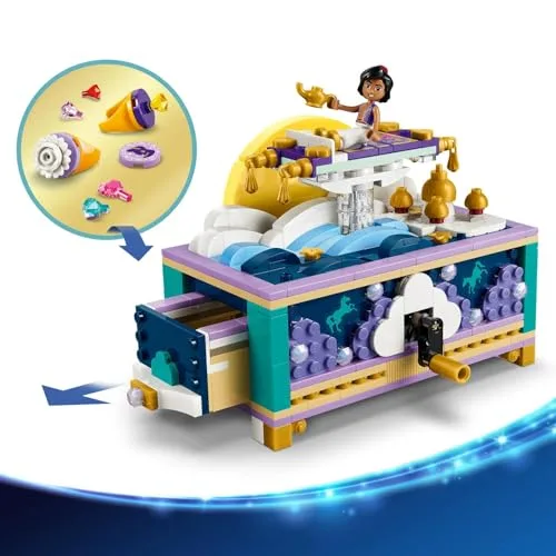LEGO ▫️ Princesas da Disney: Porta-joias da Jasmine – Brinquedo do Aladino com 2 mini-bonecos, 2 anéis e a Lâmpada do Génio – Decoração para o quarto – Presente para meninas a partir dos 6 anos e fãs – 43295 5