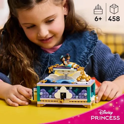 LEGO ▫️ Princesas da Disney: Porta-joias da Jasmine – Brinquedo do Aladino com 2 mini-bonecos, 2 anéis e a Lâmpada do Génio – Decoração para o quarto – Presente para meninas a partir dos 6 anos e fãs – 43295 6