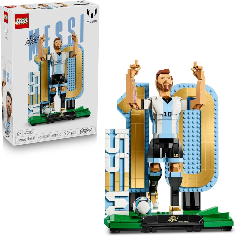 LEGO ▫️ Editions Lionel Messi: Lenda do Futebol em Brinquedo - Maquete 3D da Figura do Futebolista com 2 Posições - Decoração para o Quarto - Presente de Futebol para Rapazes e Raparigas a partir dos 12 Anos - 43015
