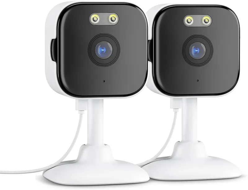 ANBIUX ▫️ Câmara de vigilância WiFi interior 2K, Câmara de vigilância doméstica WiFi 2.4G, 2.4G, Mini câmara, Visão nocturna a cores, Áudio bidirecional, Deteção de pessoas, Alarme, USB, IP66