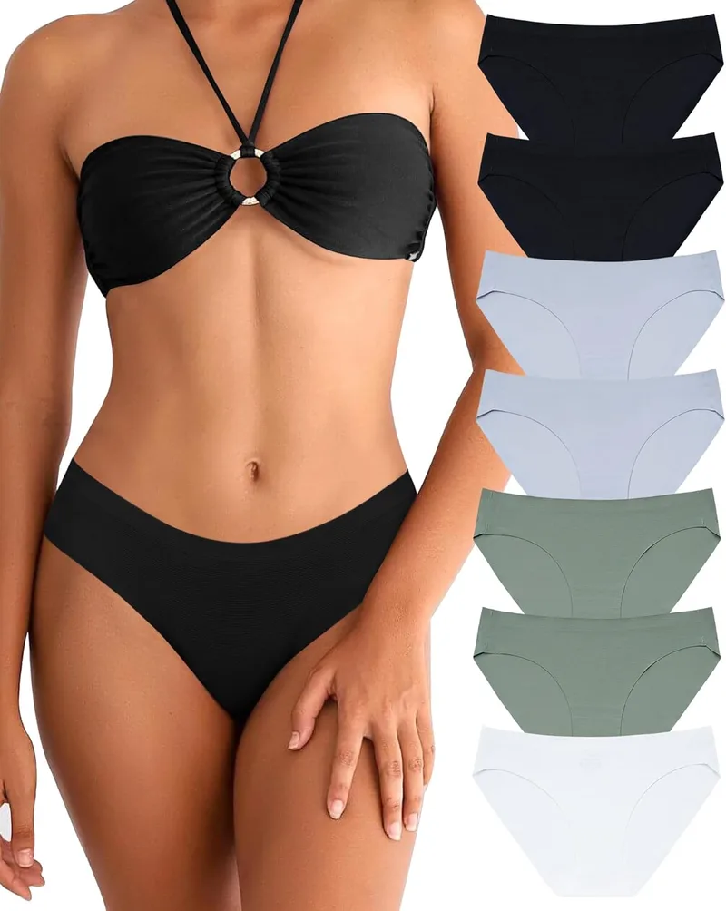 SECRET AROMA ▫️ Roupa interior sem costuras para mulher, cuecas de biquíni sexy de cintura baixa, cuecas invisíveis, 7 unidades