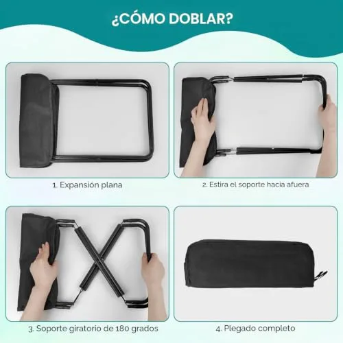 Geentargetel ▫️ Banco dobrável preto, extragrande, em tecido Oxford, banco de campismo, elevada capacidade de carga, para caminhadas, pesca e atividades ao ar livre (33 x 27 x 30 cm), cor preta 5