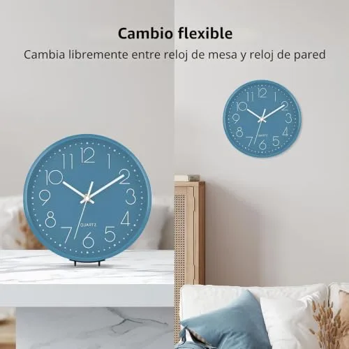 ACCSHINE ▫️ Relógio de parede moderno de 20 cm, grande, relógio de parede silencioso, relógio de cozinha para a cozinha, casa, escritório, escola (azul, 20 cm) 2