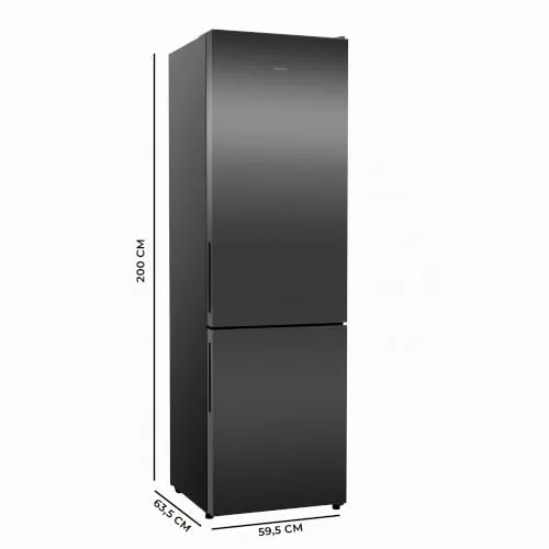 Cecotec ▫️ Frigorífico Combi 356L Bolero CoolMarket Combi 356i Dark D. 200 cm de altura, 59,5 cm de largura, Classe E, tecnologia Multi Airflow, FreshnessFlex e HumidityFlex HUB 2