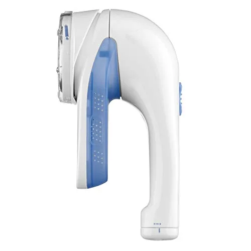 Conair ▫️ Removedor de Pelúcias, Máquina de Remover Pelúcias a Pilhas para Roupa e Tecidos, Pega Ergonómica, Cabeça Grande, Branco/Azul, CLS1XE 7