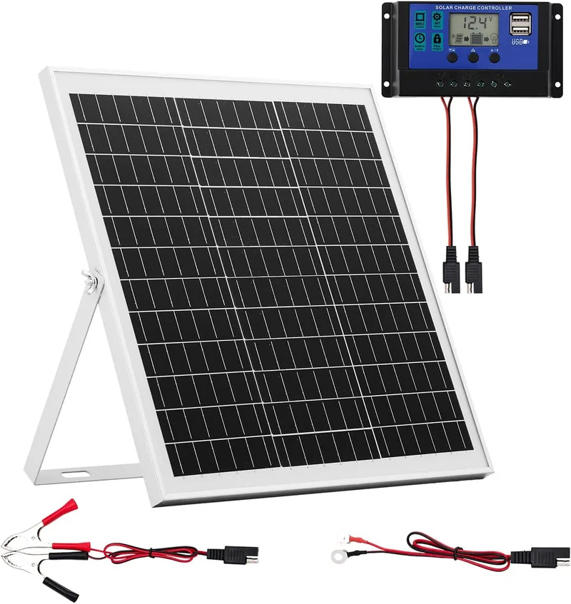 VEVOR ▫️ Kit de painel solar monocristalino 12V 20W, carregador de bateria com controlador MPPT inteligente e suporte de montagem ajustável, IP67 à prova de água para carro, barco, caravana, autocaravana