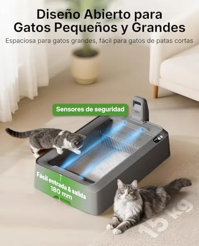 PETKIT ▫️ PUROBOT Crystal Duo Caixa de Areia Autolimpante para Gatos, Câmara com IA, Caixa de Areia Autolimpante para Gatos, Limpeza Bidirecional, Bandeja Substituível, Monitorização da Higiene, Eliminação de Odores, Cinza 4
