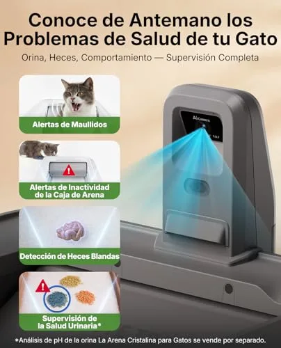 PETKIT ▫️ PUROBOT Crystal Duo Caixa de Areia Autolimpante para Gatos, Câmara com IA, Caixa de Areia Autolimpante para Gatos, Limpeza Bidirecional, Bandeja Substituível, Monitorização da Higiene, Eliminação de Odores, Cinza 5