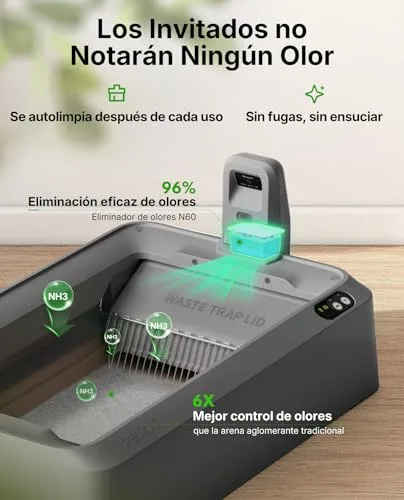 PETKIT ▫️ PUROBOT Crystal Duo Caixa de Areia Autolimpante para Gatos, Câmara com IA, Caixa de Areia Autolimpante para Gatos, Limpeza Bidirecional, Bandeja Substituível, Monitorização da Higiene, Eliminação de Odores, Cinza 6