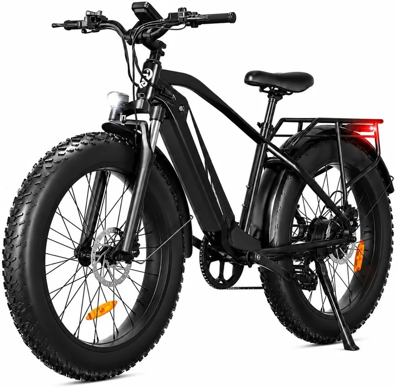 Bodywel ▫️ Bicicleta elétrica D6, Fat Bike 26x4,0 para adultos, de montanha, bateria de 48 V e 15 Ah, motor de 250 W, 7 velocidades, forquilha com suspensão, travões de disco hidráulicos