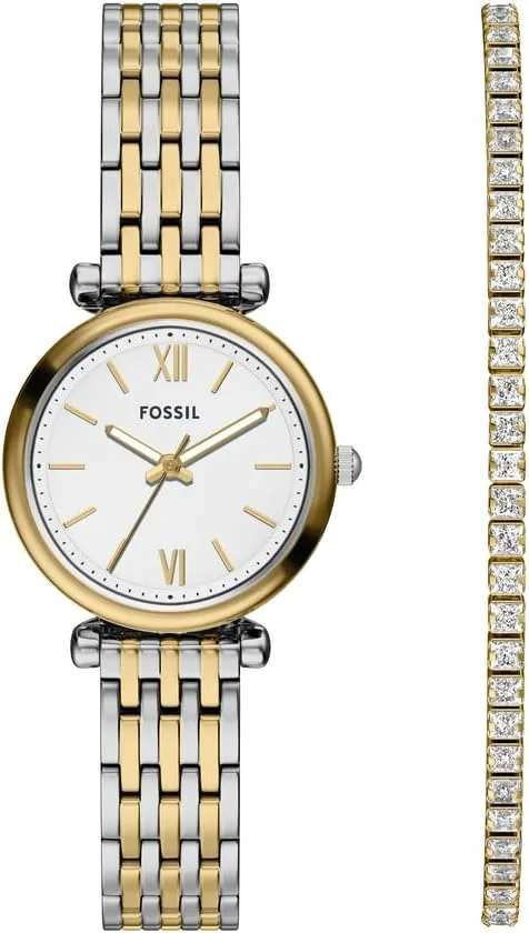 Fossil ▫️ Relógio de Quartzo Analógico para Mulher com Bracelete em Aço Inoxidável ES5450SET