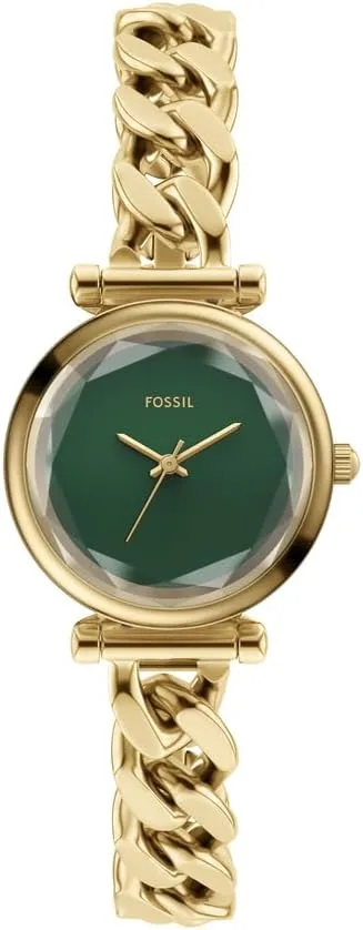 Fossil Carlie ES5441 - Relógio de pulso feminino em aço inoxidável dourado de 28 mm