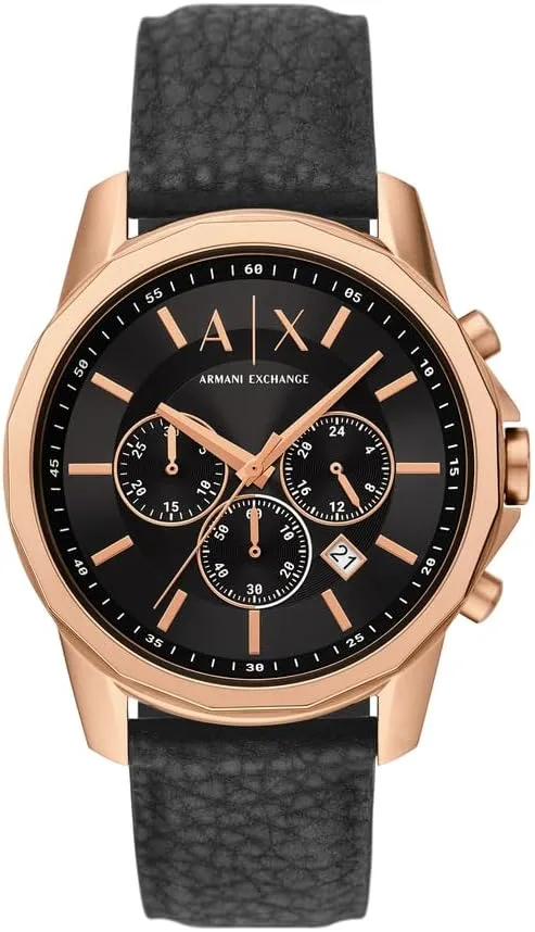 Armani Exchange ▫️ Relógio para homem, movimento de quartzo cronógrafo e caixa de 44 mm com bracelete de silicone