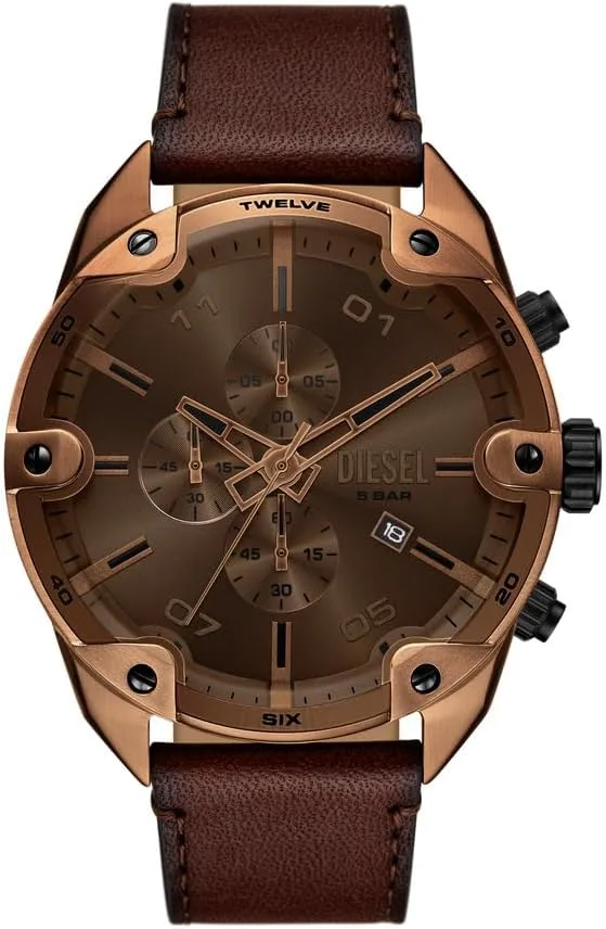 Diesel ▫️ Relógio analógico de quartzo para homem com bracelete em pele DZ4698