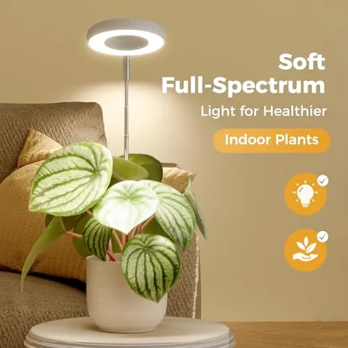 Bamworld ▫️ Anel LED de espectro completo para o crescimento de plantas de interior, 380-800 nm; luzes de crescimento para plantas em vasos, altura ajustável, luz de cultivo à prova de água IP54, luz USB para plantas de interior 5