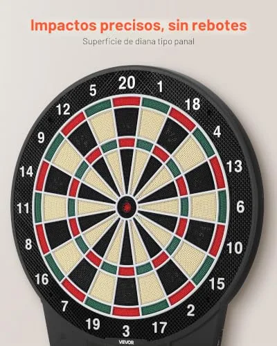 VEVOR ▫️ Diana Eletrónica 393 mm, com 43 jogos e mais de 320 variações para até 8 jogadores, 6 dardos com penas e 50 pontas de substituição, marcador LCD a cores, para se divertir em casa e em festas 3