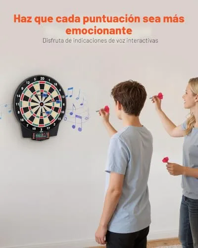 VEVOR ▫️ Diana Eletrónica 393 mm, com 43 jogos e mais de 320 variações para até 8 jogadores, 6 dardos com penas e 50 pontas de substituição, marcador LCD a cores, para se divertir em casa e em festas 6
