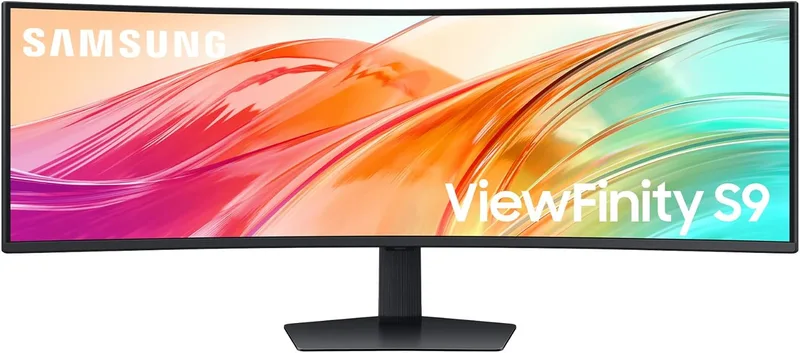 Samsung ▫️ Monitor de 49" ViewFinity S9 S95UF DQHD 5120 x 1440 32:9 120Hz 0 5ms(GTG) VESA DisplayHDR 400 USB-C Multitarefa PBP KVM Switch Altifalantes integrados Preto LS49F950UAUXEN 2025
