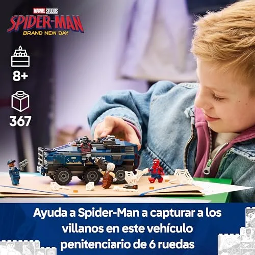 LEGO ▫️ Marvel Spider-Man: Perseguição ao Camião Prisional - Carro blindado de brincar de super-heróis e 4 minifiguras, incluindo Tombstone e Tarântula - Presente para crianças a partir dos 8 anos e fãs - 76349 2