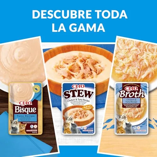 INABA ▫️ Ciao Bisque, Embalagem múltipla de frango, vitela, atum e salmão, 960 g (24 x 40 g) 7