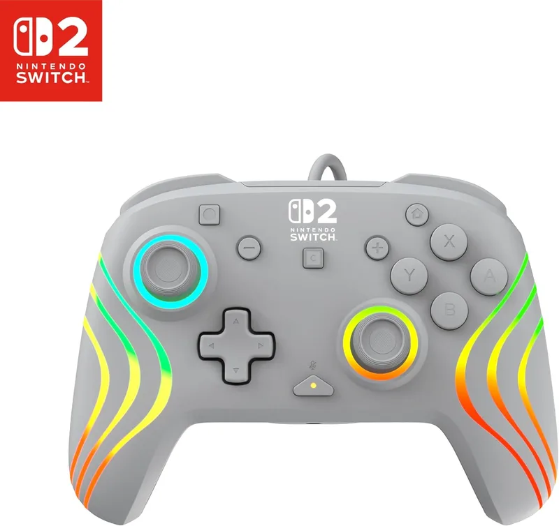 Turtle Beach ▫️ Comando de jogos com fios Afterglow Wave Cinzento RGB para Nintendo Switch 2