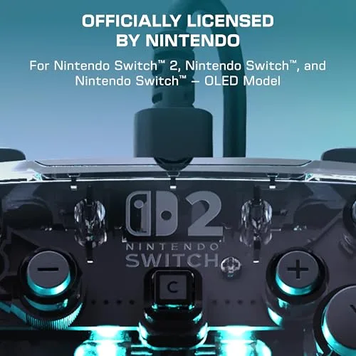 Turtle Beach ▫️ Afterglow Clear – Comando de jogos RGB com fio para a Nintendo Switch 2 2