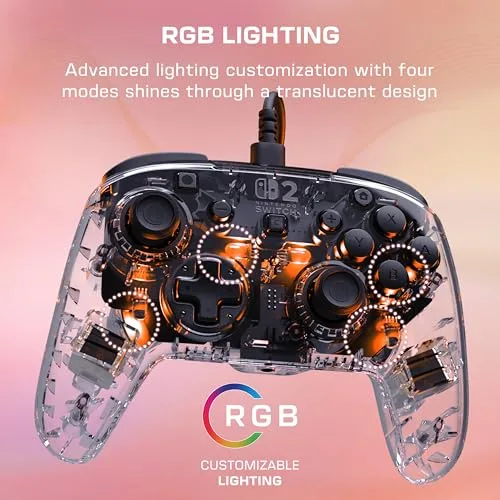 Turtle Beach ▫️ Afterglow Clear – Comando de jogos RGB com fio para a Nintendo Switch 2 4