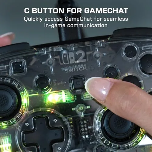 Turtle Beach ▫️ Afterglow Clear – Comando de jogos RGB com fio para a Nintendo Switch 2 5