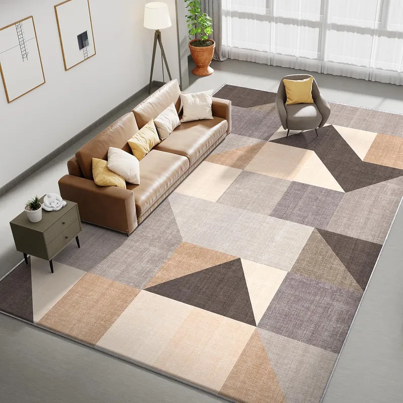 HOMFINE ▫️ Tapete Moderno para Sala de Estar Castanho 120x170 cm (Esponja 10 mm) - Lavável à Máquina Antiderrapante Pelo Curto Macio para Quarto Sala de Estar Sala de Jantar Cozinha