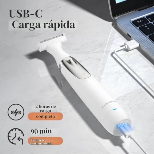 BARBERBOSS ▫️ Máquina de barbear elétrica para mulher, máquina de barbear portátil 3 em 1 para mulher, máquina de barbear para o corpo, zona do biquíni e rosto, máquina de barbear sem fios, depiladora facial, QR-8003 4