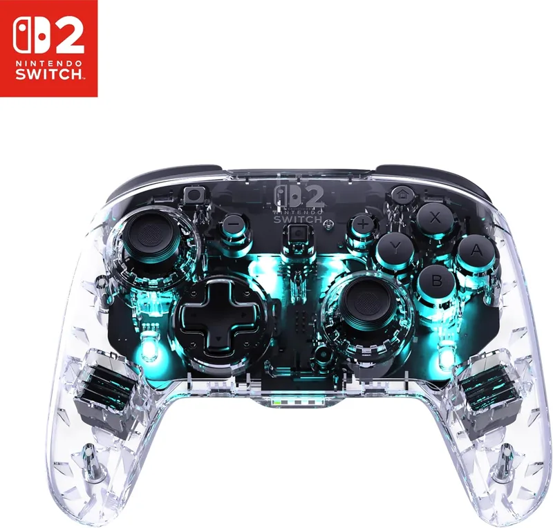 Turtle Beach ▫️ Afterglow Clear - Comando de jogo sem fios RGB para Nintendo Switch 2