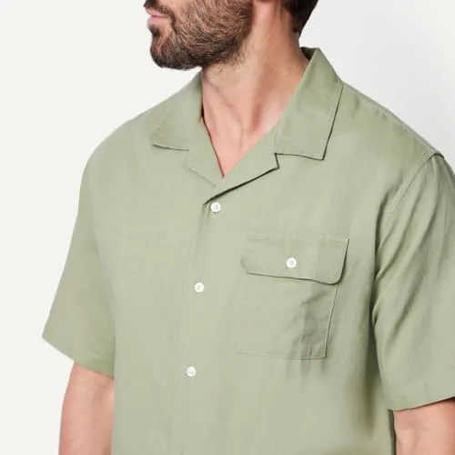 Amazon Essentials ▫️ Camisa de homem em mistura de linho, de manga curta e corte largo 3