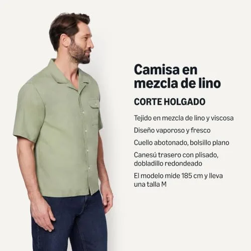 Amazon Essentials ▫️ Camisa de homem em mistura de linho, de manga curta e corte largo 4