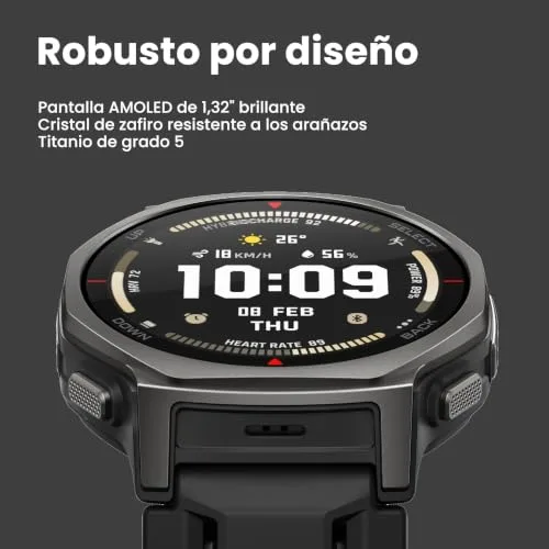 Amazfit ▫️ T-Rex 3 Pro – Relógio inteligente desportivo para homem, ecrã AMOLED de safira, moldura em titânio, GPS de banda dupla, mapas offline, lanterna integrada, compatível com Android e iPhone 4