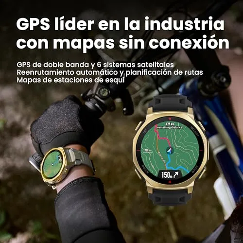 Amazfit ▫️ T-Rex 3 Pro – Relógio inteligente desportivo para homem, ecrã AMOLED de safira, moldura em titânio, GPS de banda dupla, mapas offline, lanterna integrada, compatível com Android e iPhone 5
