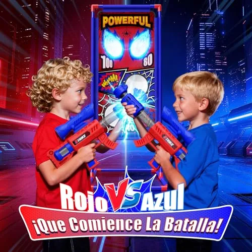 Mirthigig ▫️ Conjunto de brinquedos para crianças dos 3 aos 12 anos com 2 pistolas de ar comprimido com mira | 4 alvos | 24 bolas de espuma, Brinquedos para crianças ao ar livre, para o jardim, jogos para crianças dos 3 aos 10 anos, presente para crianças de 4, 5, 6, 7, 8 e 9 anos, presentes de aniv 2